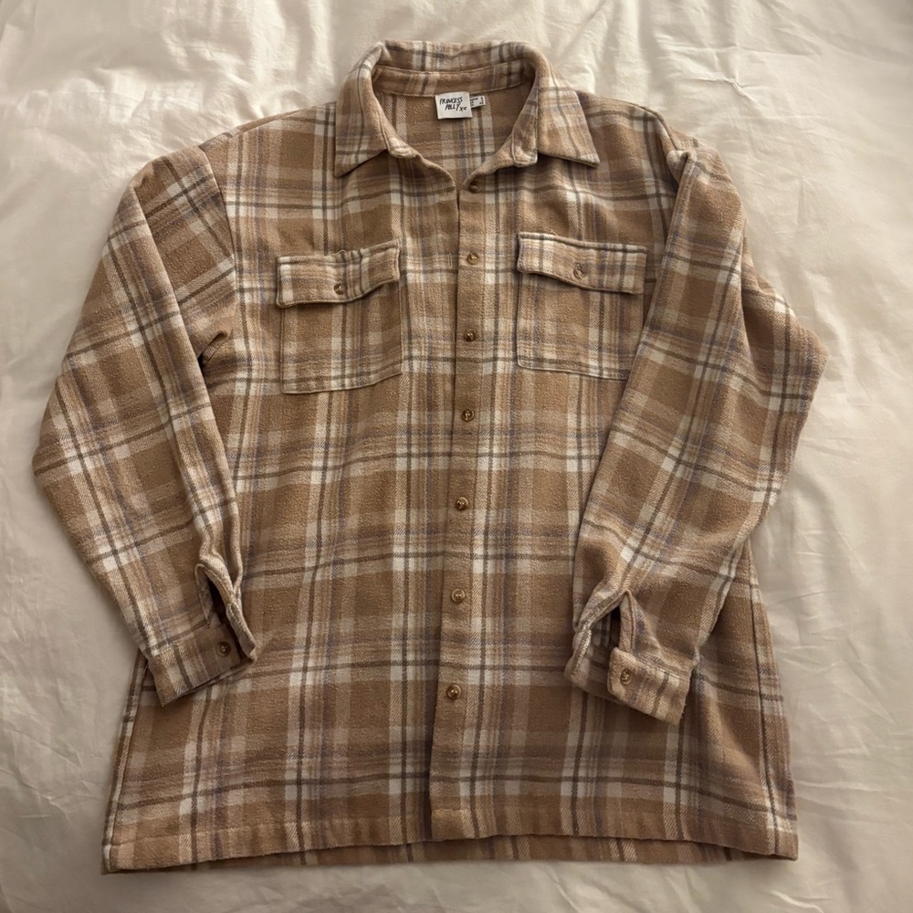 Princess Polly Beige Plaid Shirt